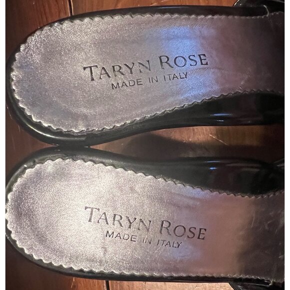 Taryn Rose women's black patent leather slip on, open toe sandals, 6.5M - Picture 7 of 9